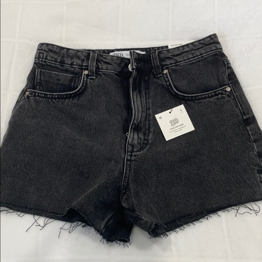 COPY - NWT Zara black denim high rise shorts